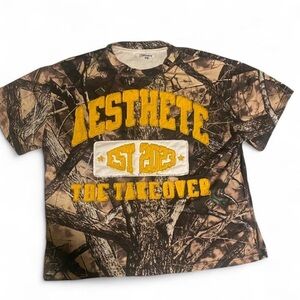 Aesthete “The Takeover” est 2023 Men's Camouflage Tee with Gold Accents